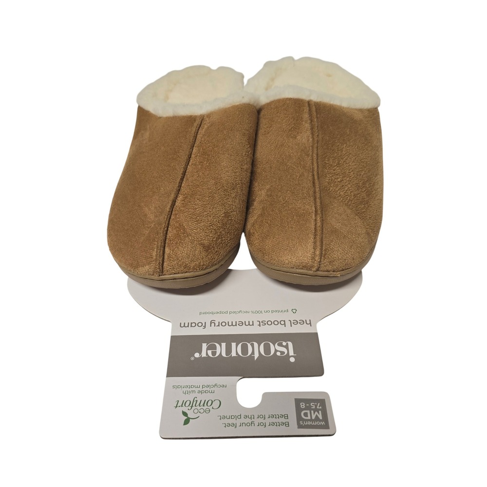 Isotoner Eco Comfort Womens Memory Foam Slippers Buckskin Brown 7.5-8 M NWT